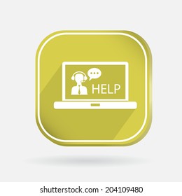 Color icon with shadow.  notebook with customer support