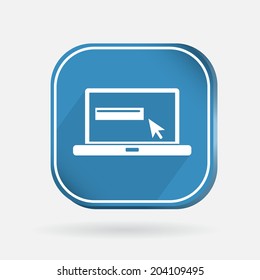 Color icon with shadow.  notebook with symbol web arrow