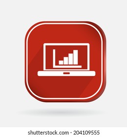 Color icon with shadow. notebook with symbol diagram