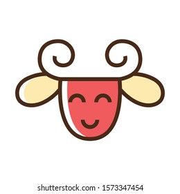 Color icon sheep face. Simple vector illustration with ability to change.