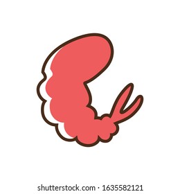 Color icon shrimp. Flat vector illustration.