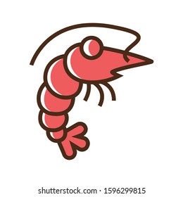 Color icon shrimp. Simple vector illustration with ability to change.