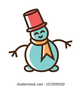Color icon snowman. Simple vector illustration with ability to change.