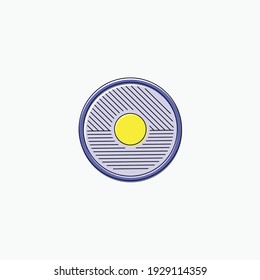 Color icon sunset. Leaf garden nature cloud tree mountain sky forest vector retro nature plant landscape pine snow mountain land camp campfire moon symbol, logo, icon, sign, app.