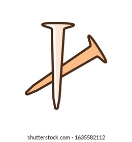 Color icon tool nails. Flat vector illustration.