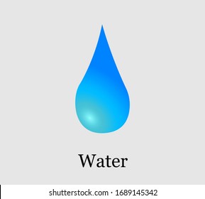 
color icon of water drop, on a gray background with the inscription below