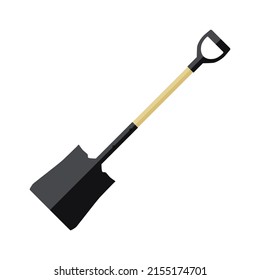 The color icon is a wide shovel. Shovel for snow removal and various bulk products. Gardening and construction equipment. Vector illustration isolated on a white background for design and web.