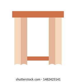 Color icon window with curtain. Simple vector illustration with ability to change.