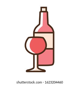 Color icon wine with glass. Flat vector illustration.