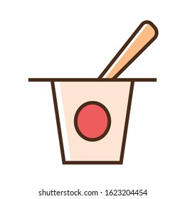 Color icon yogurt. Flat vector illustration.