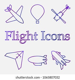 Color icons of air vehicles. Vector on white background.