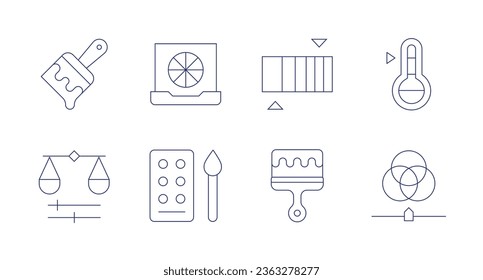 Color icons. Editable stroke. Containing brush, color, color balance, color palette, colour, gradient, paint brush, rgb.
