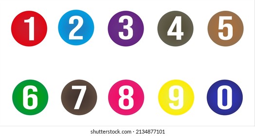 Color icons with flat numbers Shadow from zero to nine, number flat design, vector illustration of set with numbers. 1 2 3 4 5 6 7 8 9 0
