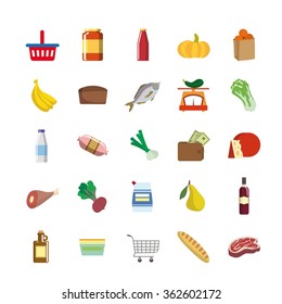 color icons of foodstuffs
