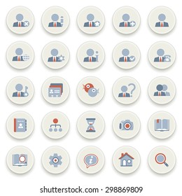 Color icons on white buttons. Flat design icons for web design development, SEO and internet marketing.