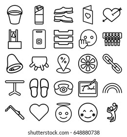Color icons set. set of 25 color outline icons such as udder, bucket, slippers, blowtorch, burrito, table, lemon, door ringer, table box, love card, desk phone, rainbow