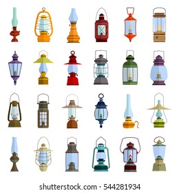 color icons set with lantern for your design