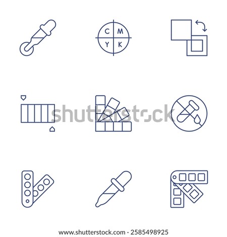 Color icons set. Thin Line style, editable stroke. art, cmyk, color, color palette, color picker, fill, no artificial colours, pantone.