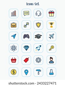 Conjunto de iconos de color vector de fondo blanco y negro