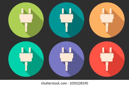 Color icons with a shadow effect with an image of a socket. plug socket