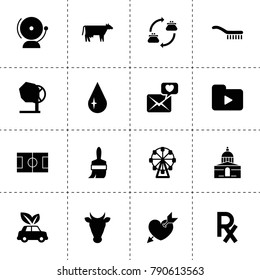 Color icons. vector collection filled color icons. includes symbols such as cow, eco car, drop, brush, school bell, paint brush. use for web, mobile and ui design.