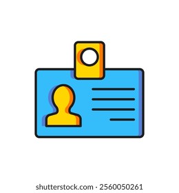 Color Identification badge icon isolated on white background. It can be used for presentation, identity of the company, advertising. Flat filled outline style with shadow. Vector