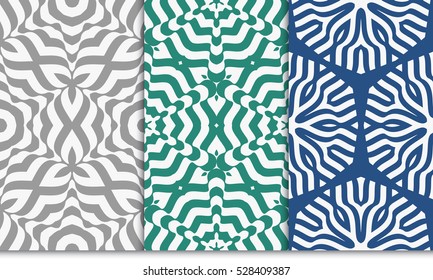 color illusion floral seamless pattern set. vector illustration. for design, interior, wallpaper, invitation