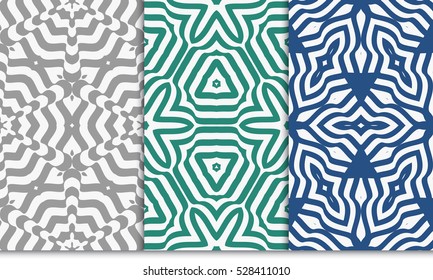 color illusion floral seamless pattern set. vector illustration. for design, interior, wallpaper, invitation