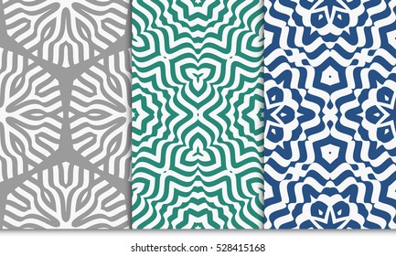 color illusion floral seamless pattern set. vector illustration. for design, interior, wallpaper, invitation