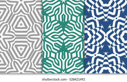 color illusion floral seamless pattern set. vector illustration. for design, interior, wallpaper, invitation