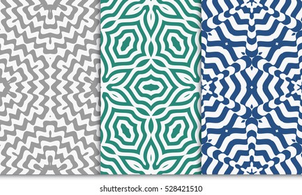 color illusion floral seamless pattern set. vector illustration. for design, interior, wallpaper, invitation