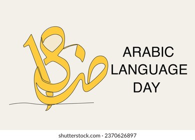 Color illustration of 18 years of Arabic Day celebration. Arabic language day one-line drawing