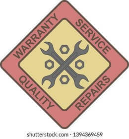 Color illustration of advertising service center. Crossed keys in square
