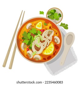 Color illustration of Asian Soup Traditional food