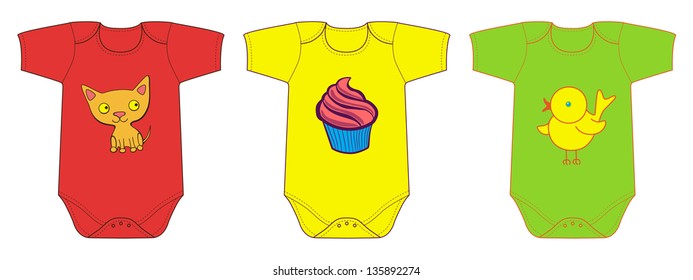 The color illustration with baby clothes