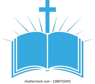 Color illustration of the bible cross and rays. Color illustration on a religious theme