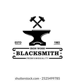 Color illustration of a blacksmith logo on a background with white.