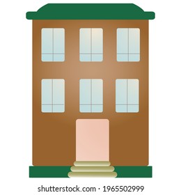 Color illustration of a building. The image can be used for logo, children's posters and more.