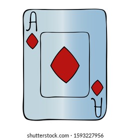 Color illustration card playing ace tambourine. Face. Divination. Show magic tricks. Play the fool and poker. Gambling