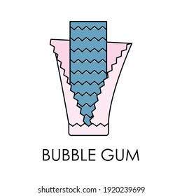Color illustration of chewing gum. Style of the 90s. Line art