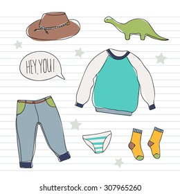color illustration. Clothing for boys