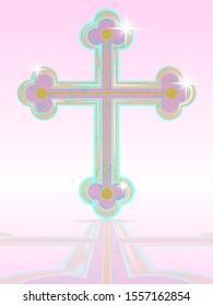 color illustration of a cross with reflection