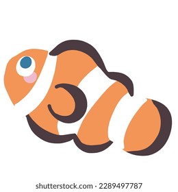 Color illustration of cute clownfish without main line.