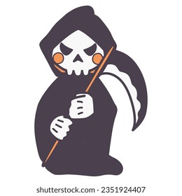 Color illustration of a cute deformed angry reaper.