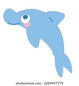 Color illustration of a cute dolphin looking sideways without main line