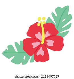 Color illustration of cute hibiscus without main line