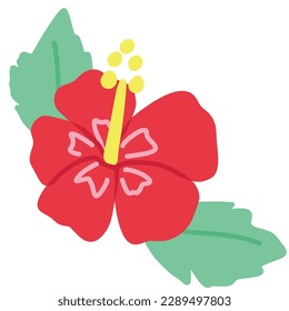 Color illustration of cute hibiscus without main line