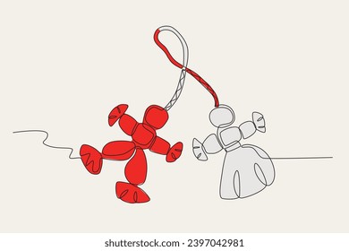 Color illustration of a cute Martisor. Martisor one-line drawing