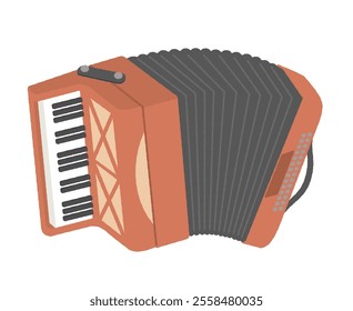 Color illustration of cute red accordion