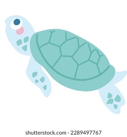 Color illustration of a cute sea turtle without main line